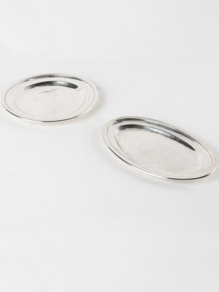 2 silver platters - round & oval - Boulenger 13"