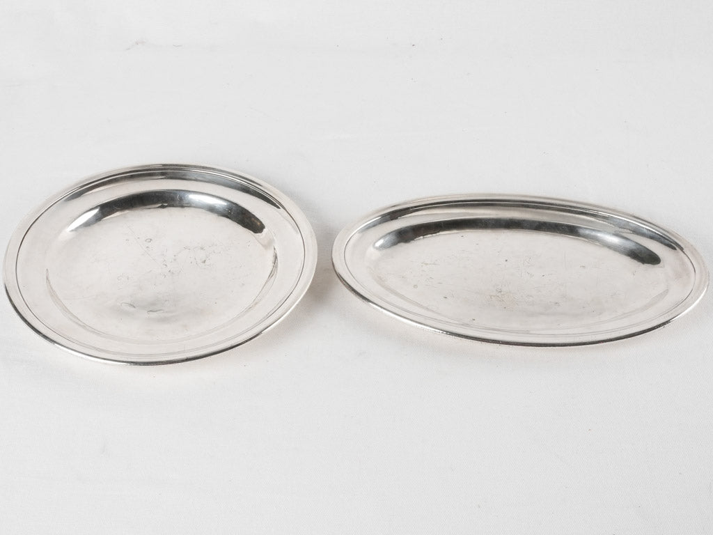 2 silver platters - round & oval - Boulenger 13"