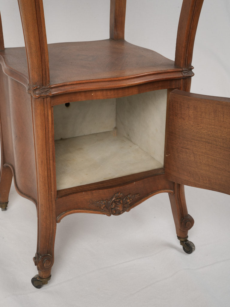 Intricate hardwood 19th-century nightstand