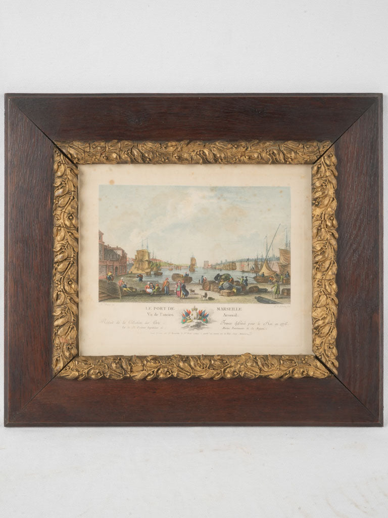 Antique hand-colored port engraving