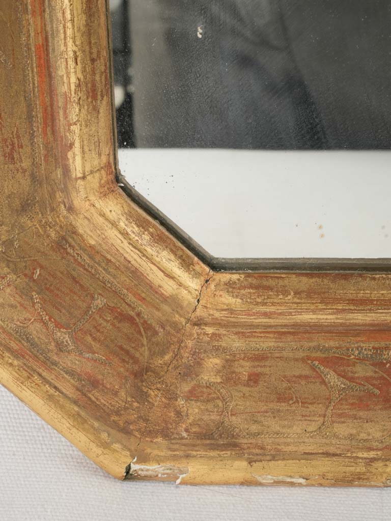 Vintage red bole gilded wall mirror