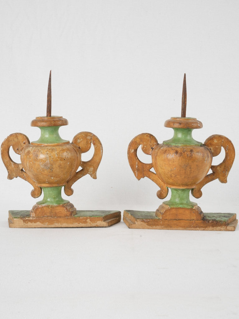 Antique Gilded Acanthus Leaf Candlesticks