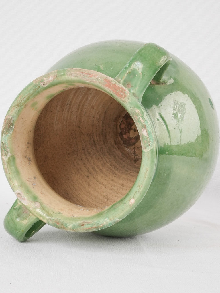 Glazed earthenware green French pot