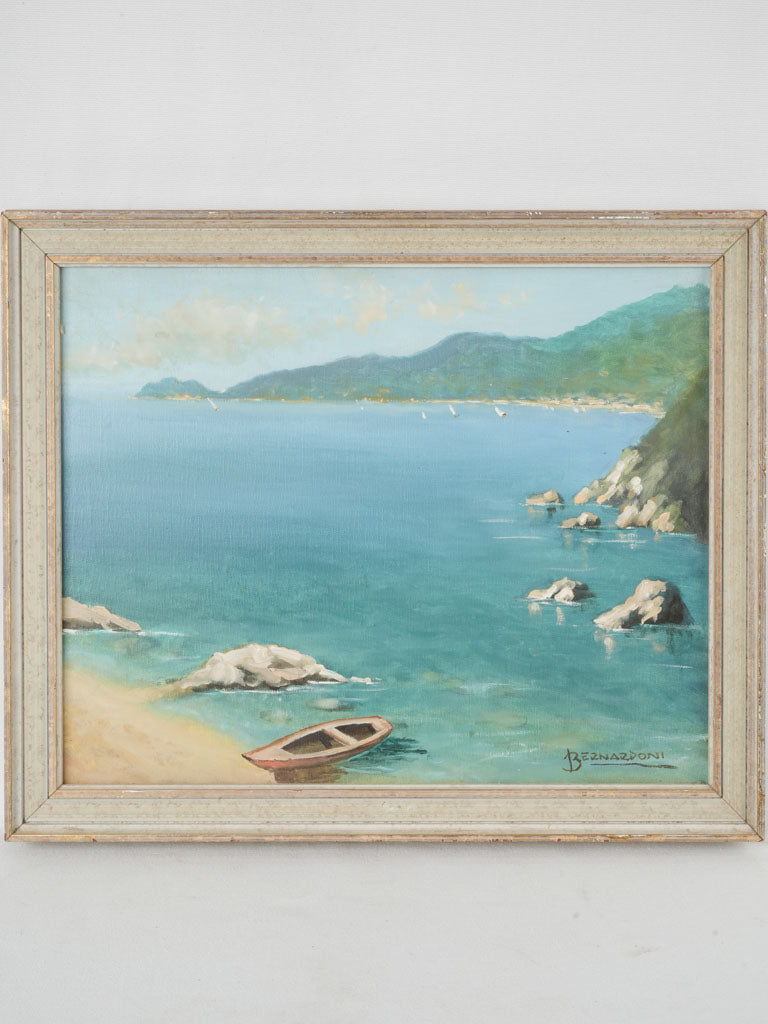 Vintage Italian seaside oil painting