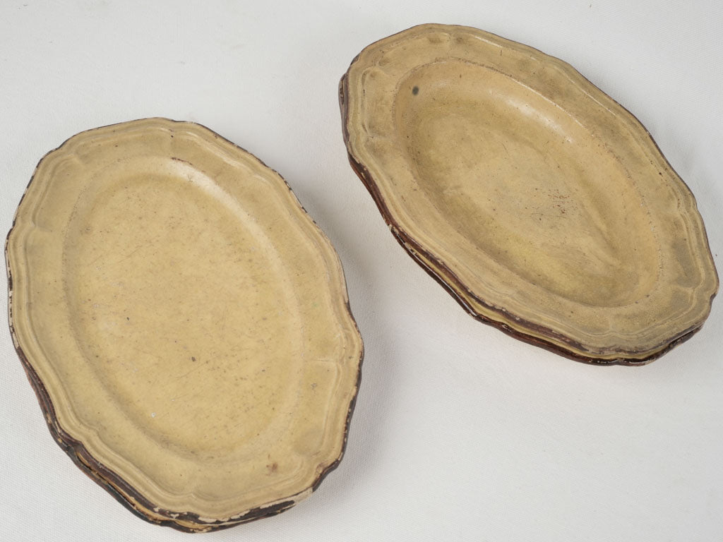 Traditional yellow glazed oval platters