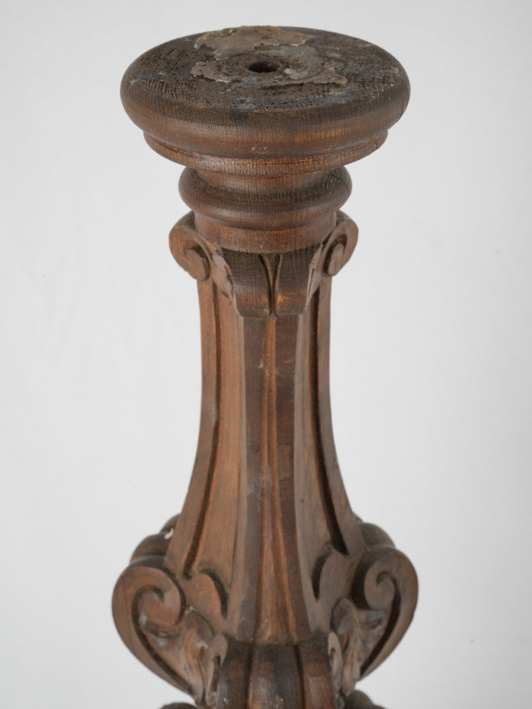 Reverent Italian walnut candlestick