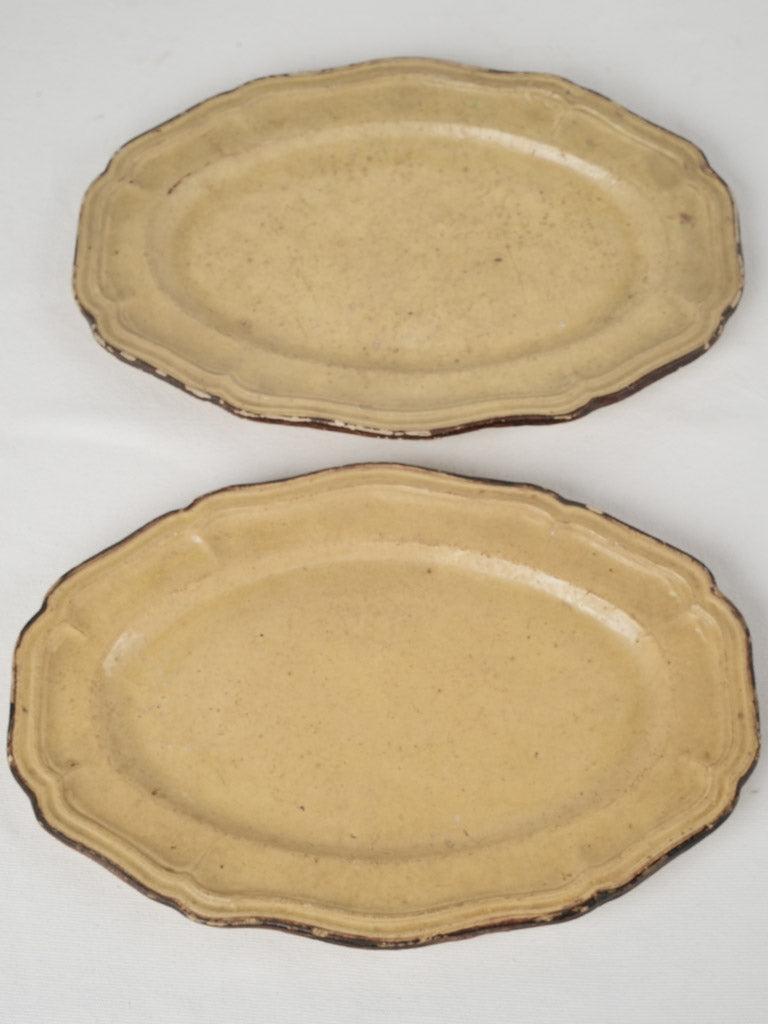 Rustic yellow ocher oval platters