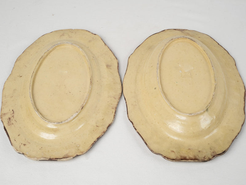 Aged yellow ocher oval plates