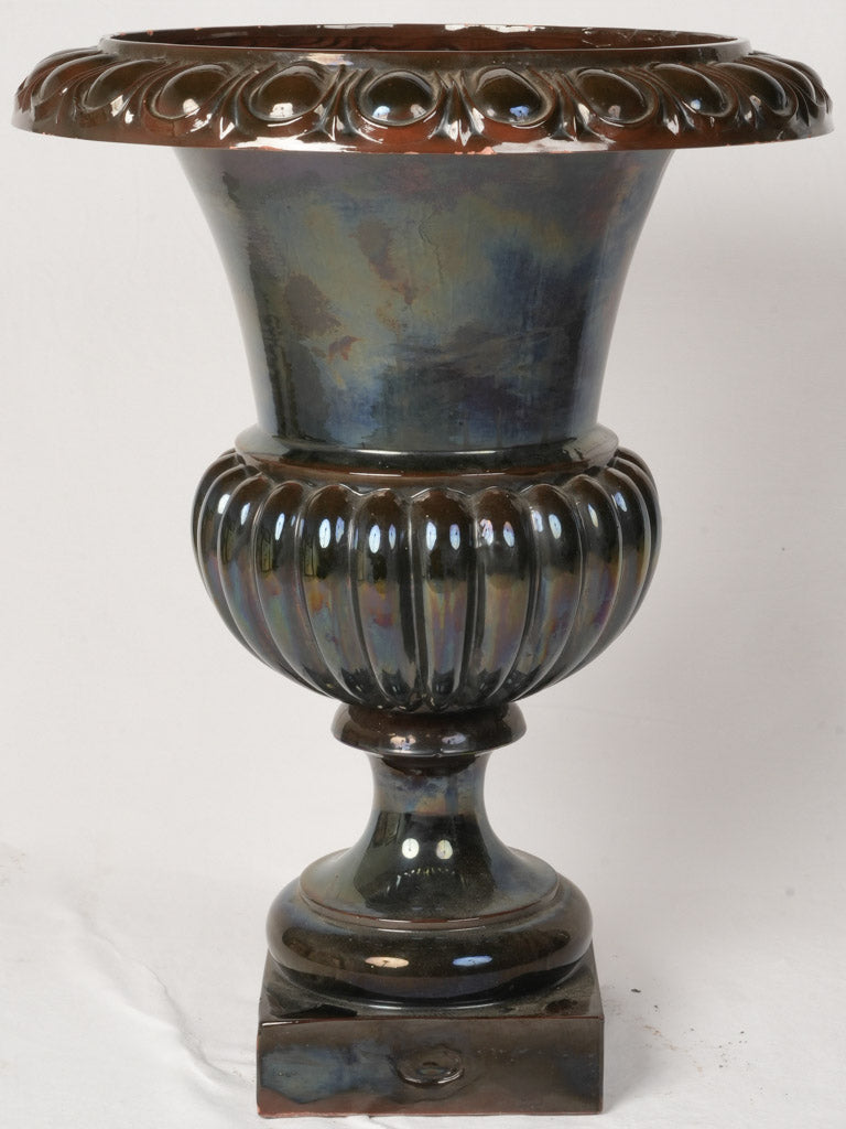 French metallic glazed Médici urn