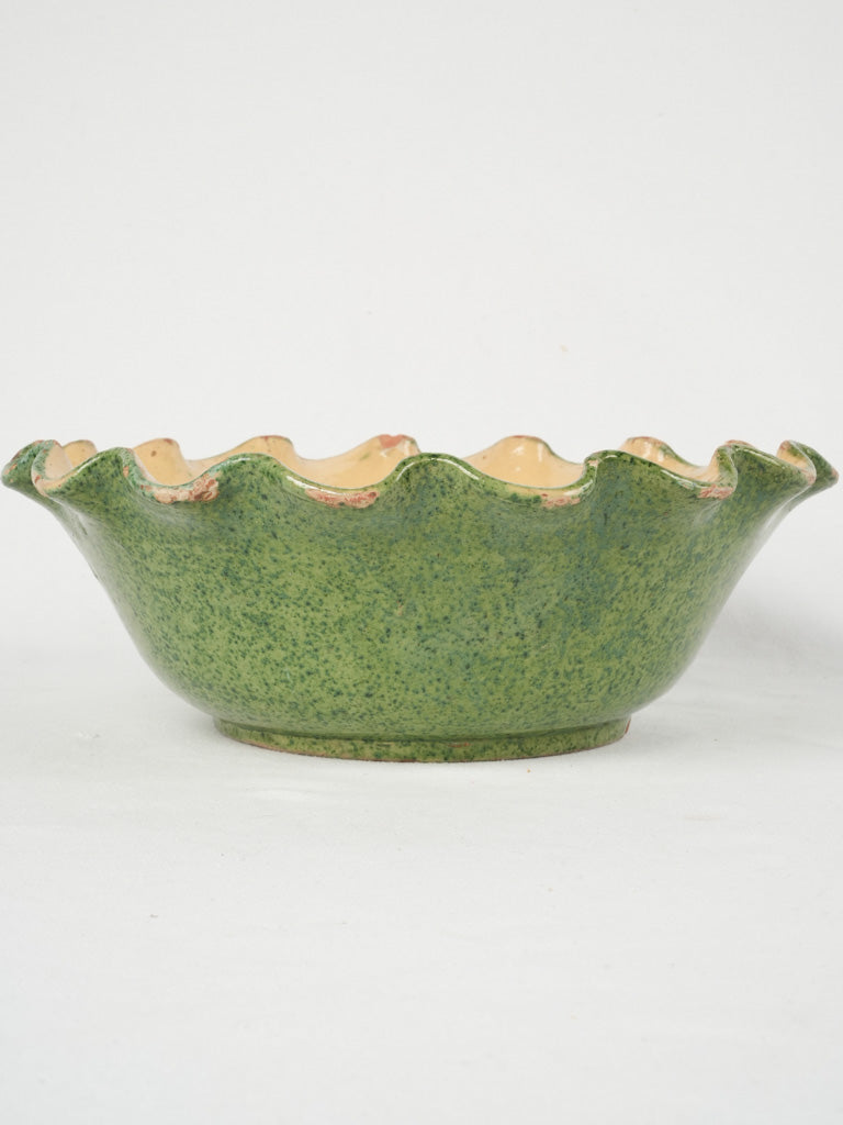 French ceramic scalloped edge salad bowl