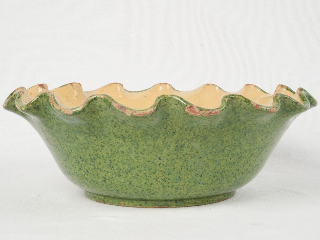 Vibrant green French faience serving dish