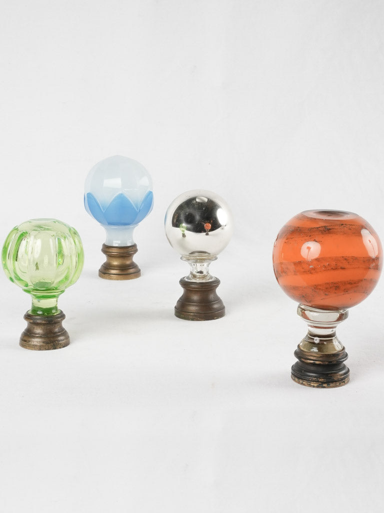 3 French glass balustrade balls or newel caps - 19th century – Chez Pluie