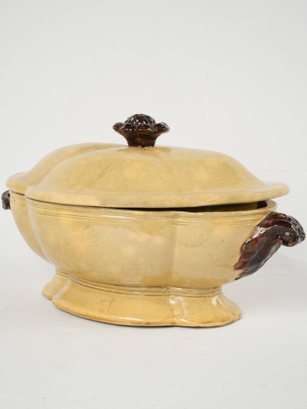 Vintage large-scale yellow ceramic tureen