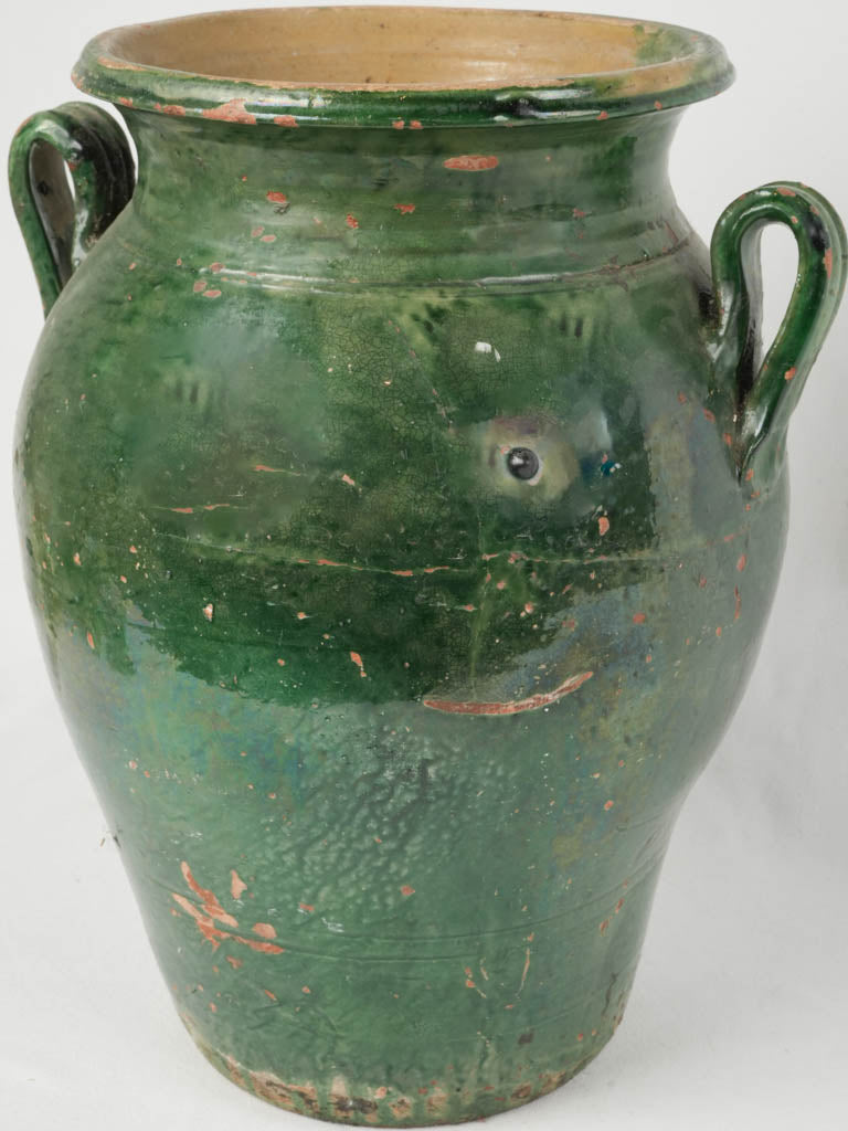 Antique Anduze green glazed preserving pot