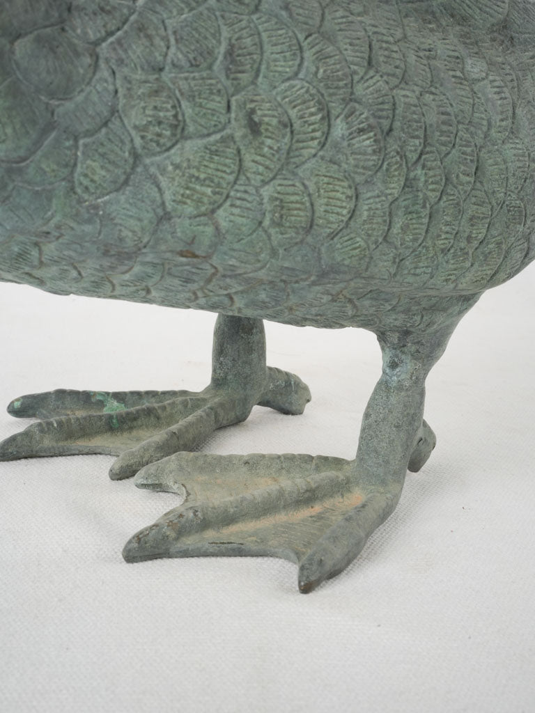 Detailed bronze duck garden decor