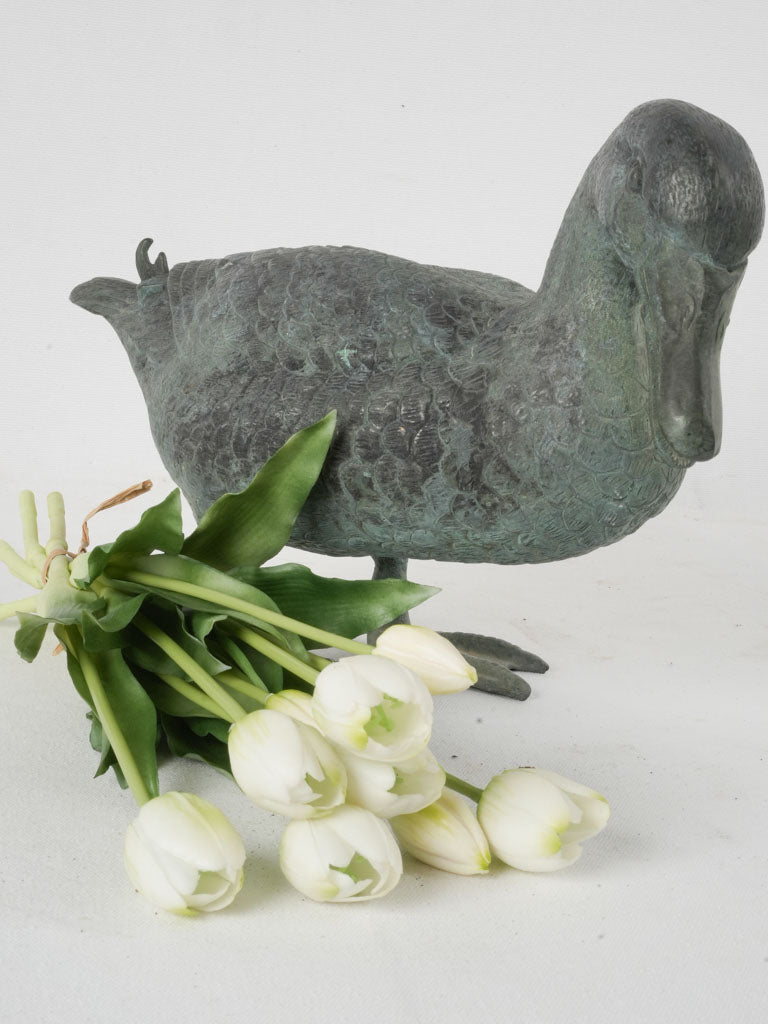 Verdigris patina lifelike bronze duck