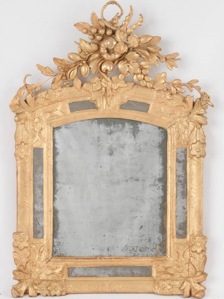 18th century gilded parclose mirror w/ fruit 27½" x 19¼"