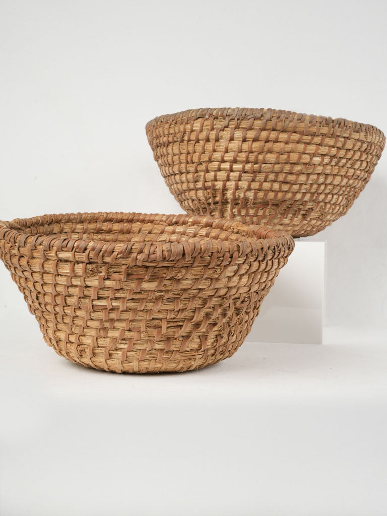 Vintage French woven banneton bowls