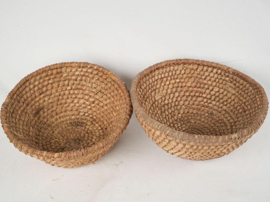 Antique natural wicker proving baskets