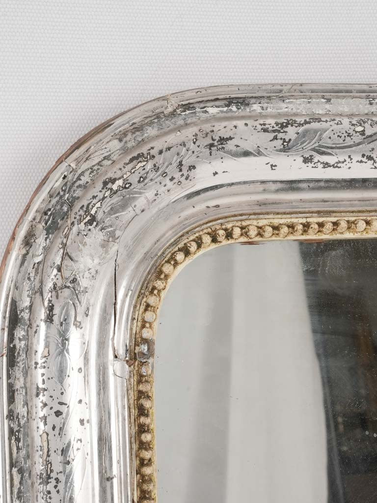 Vintage ornate silver finish mirror