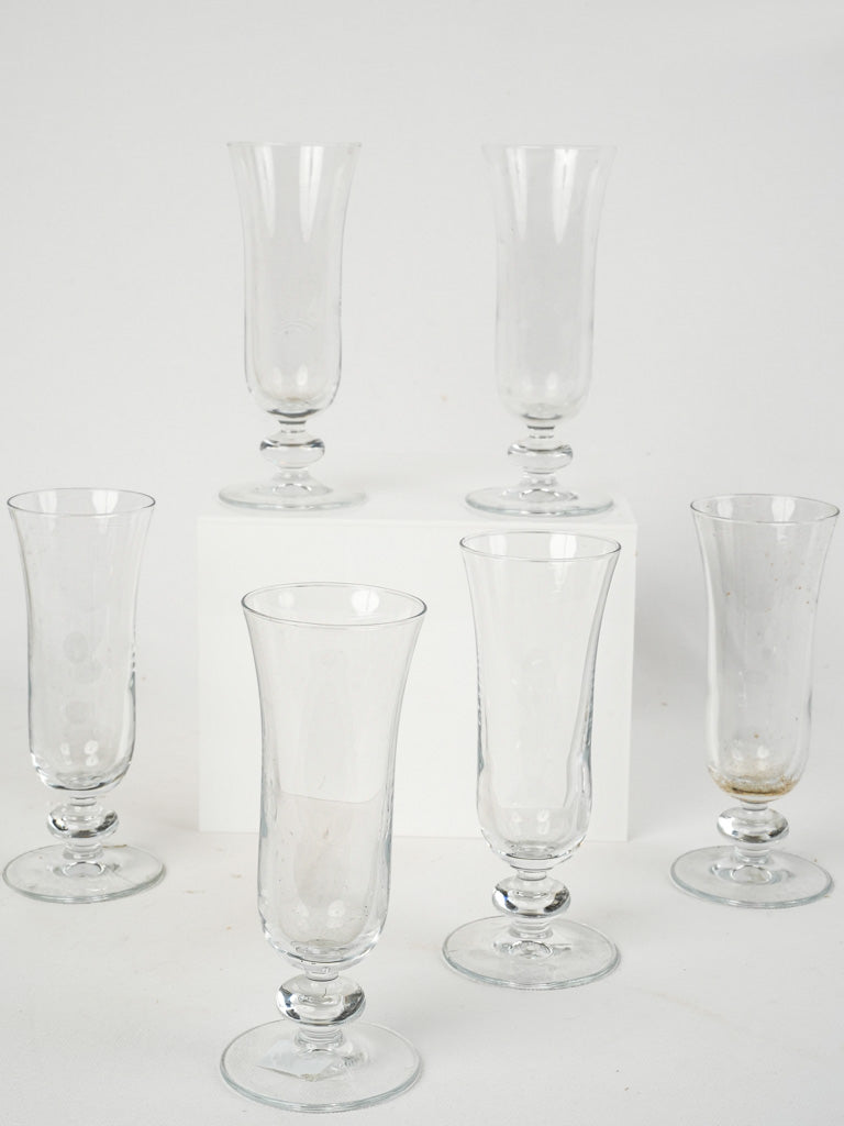 Vintage blown glass champagne flutes