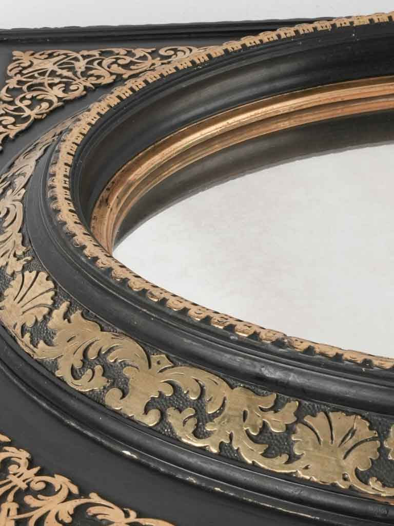 Black & gold Napoleon III mirror - oval medallion 21¾" x 22"