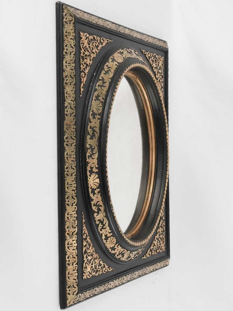 Black & gold Napoleon III mirror - oval medallion 21¾" x 22"