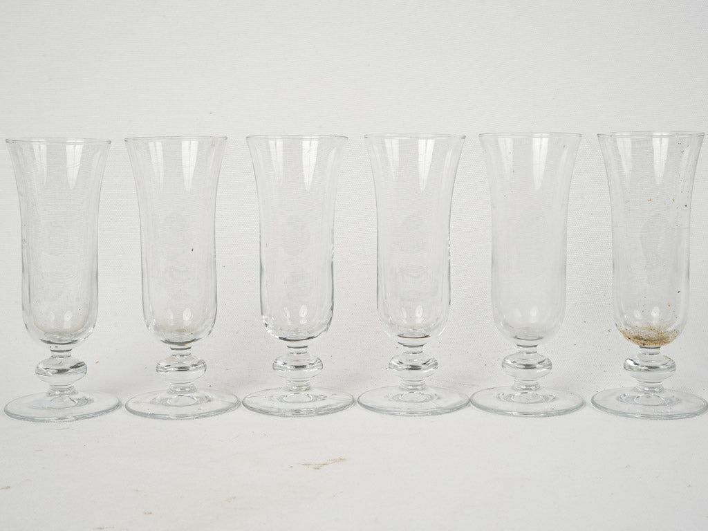 Classic mid-century tulip stem flutes