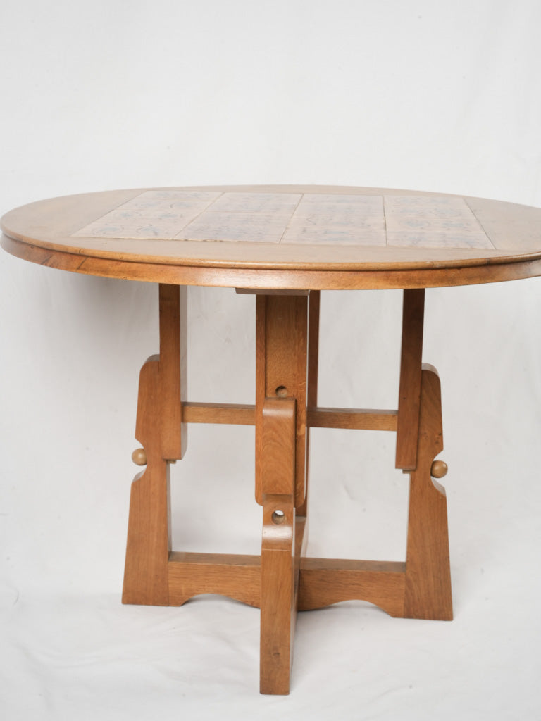 Blonde oak sculptural leg table  