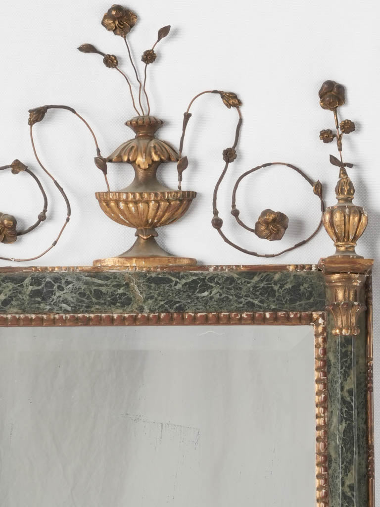 Opulent green marble Greek mirror