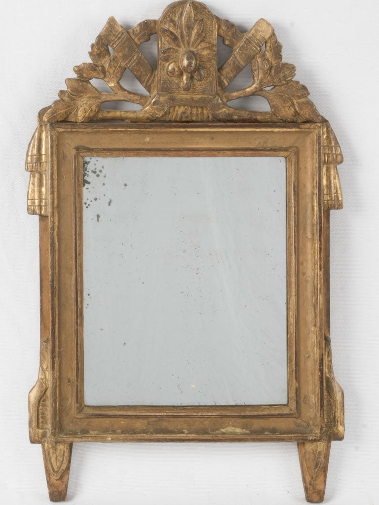 Gilded Louis XVI mirror w/ tassels 23¾" x 15"