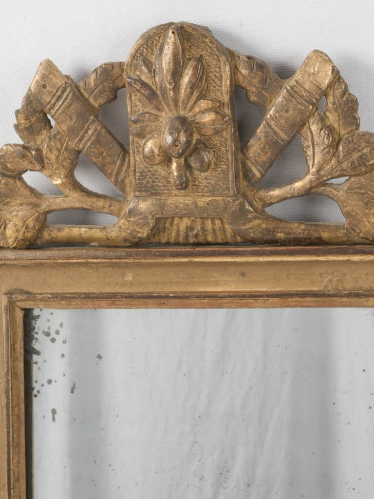 Gilded Louis XVI mirror w/ tassels 23¾" x 15"