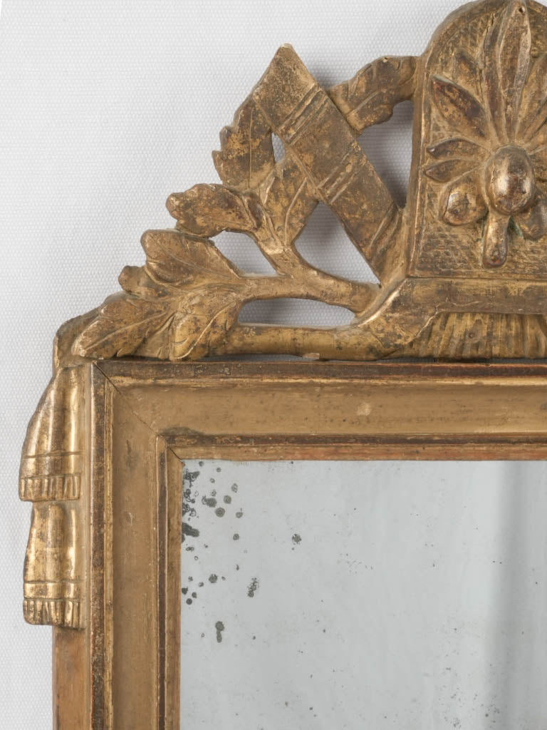 Gilded Louis XVI mirror w/ tassels 23¾" x 15"