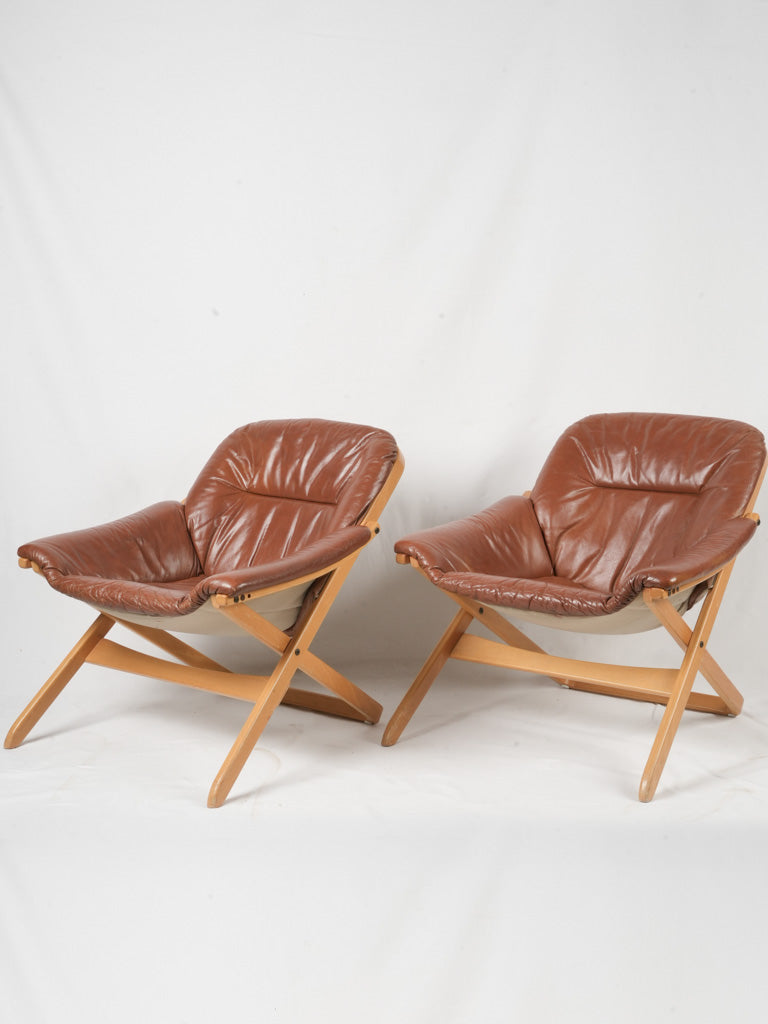 Vintage Swedish leather armchairs  