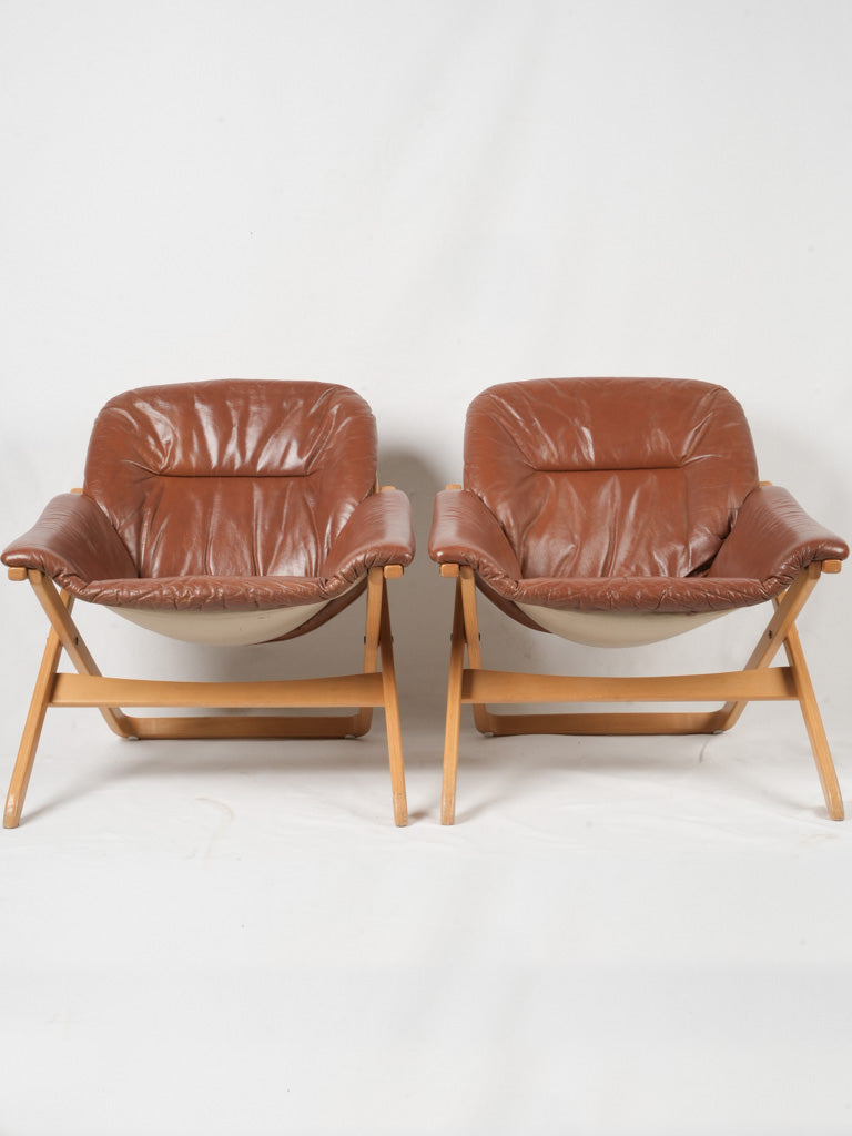 Elegant beechwood 1970s armchairs  