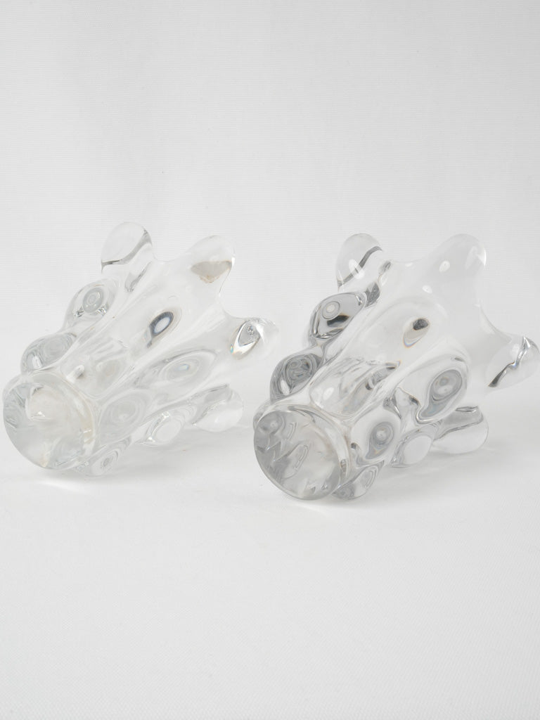 Mid-century sculptural crystal vases