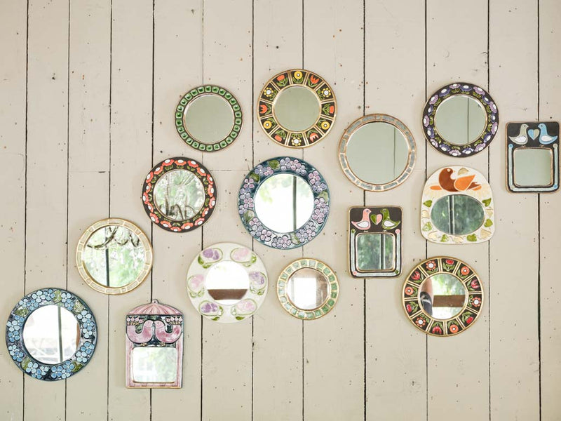 Elegant ceramicist-designed round mirror