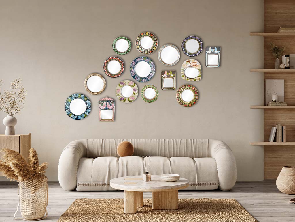 Contemporary Spanish mosaic ceramic mirror