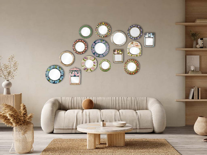 Contemporary ceramic round wall mirror