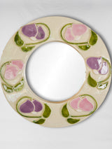 Vintage pink floral ceramic mirror