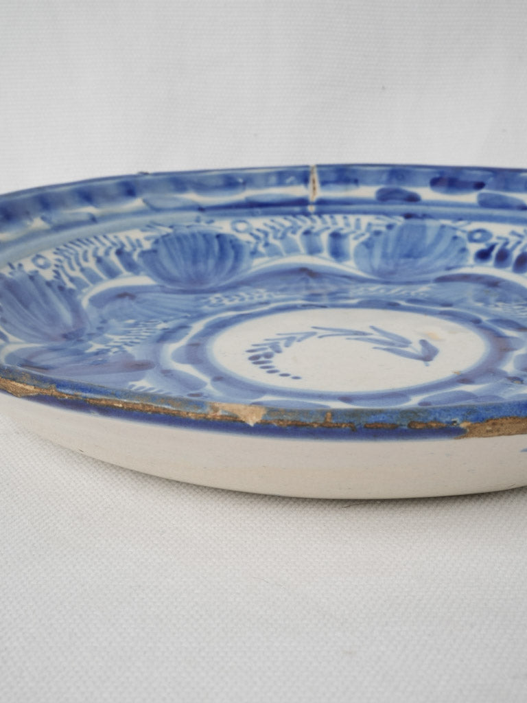 Aged handmade French ceramic dish