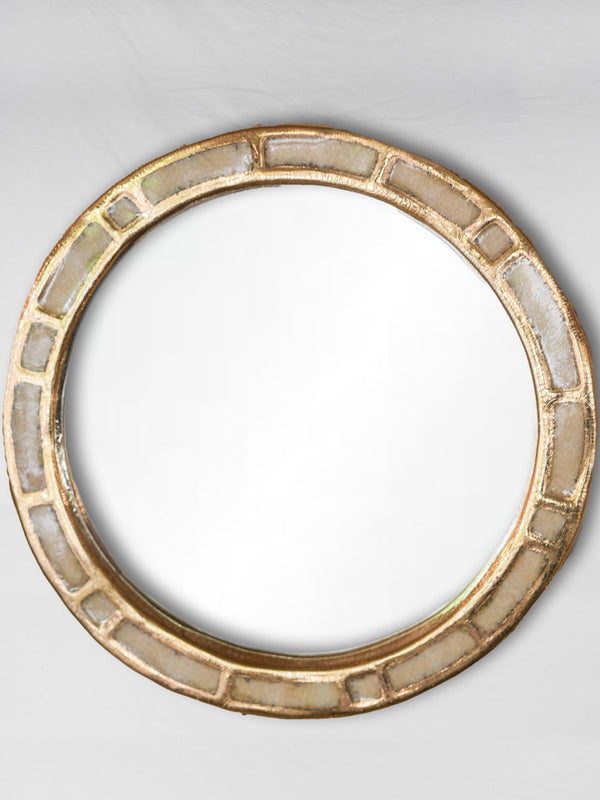 Vintage Spanish ceramic round mirror