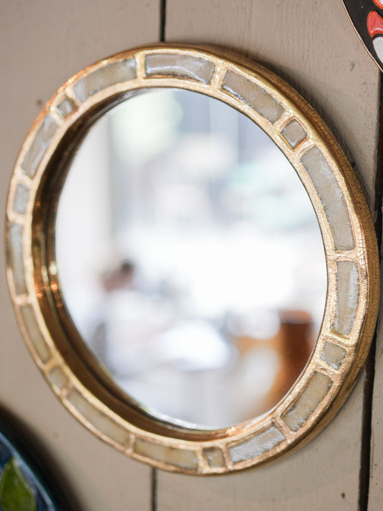 Handmade gold and gray mirror