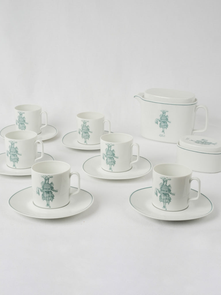 Green and white Louis XIV-style teaware