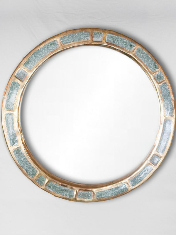 Vintage Spanish Ceramic Round Mirror