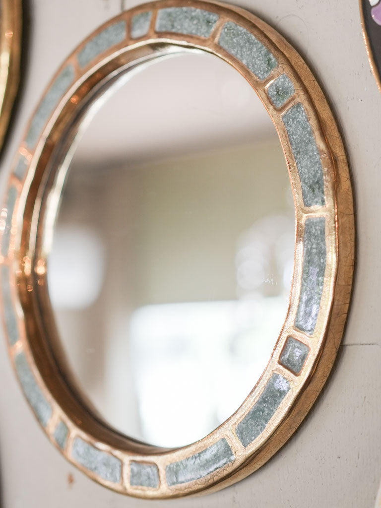 Handmade Mid-Century Blue Mirror