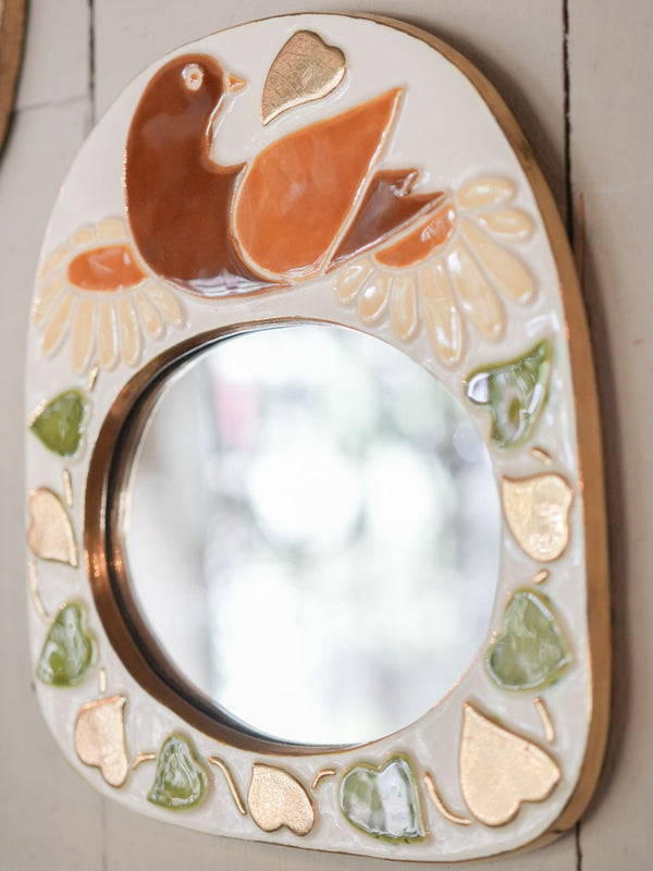 Colorful mid-century bird-themed mirror