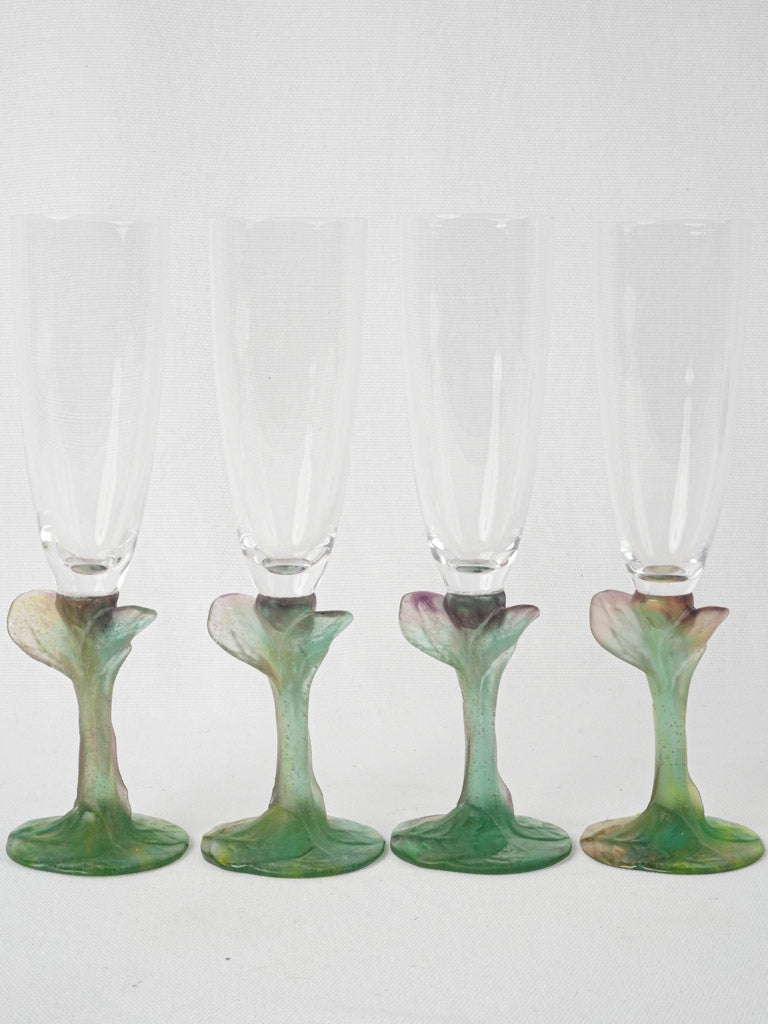 Elegant French Daum art nouveau stemware