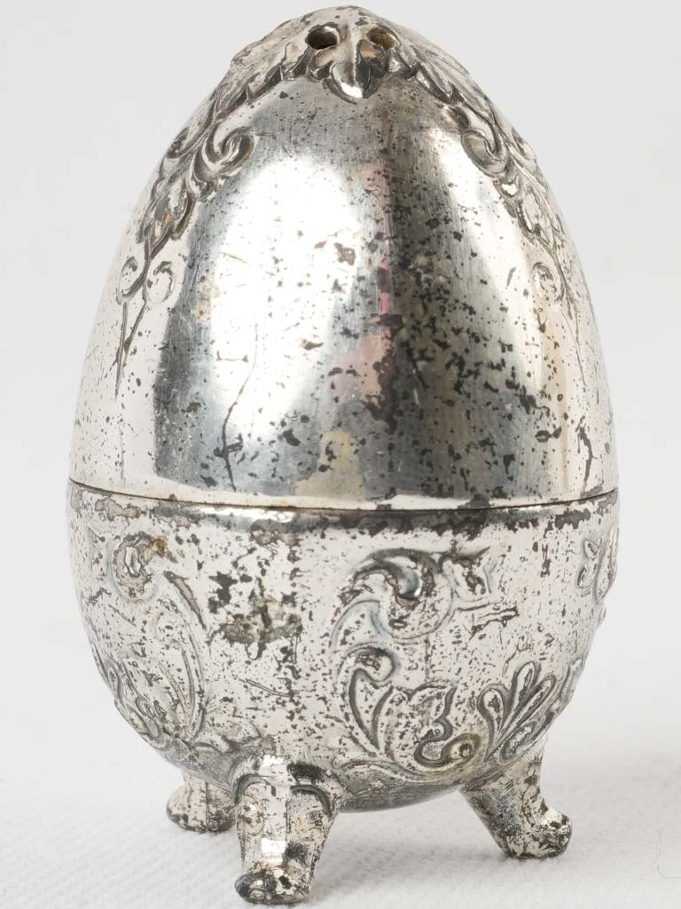 Vintage silver-plated egg-shaped salt shaker