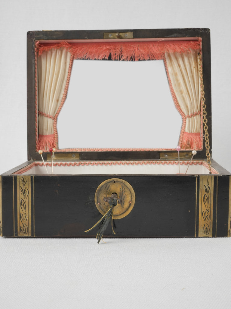 Velvet-trimmed vintage couturière necessities box